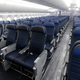 Economy class seating is shown on a new United Airlines Boeing 787-9 undergoing final configuration and maintenance work at Seattle-Tacoma International Airport in Seattle.